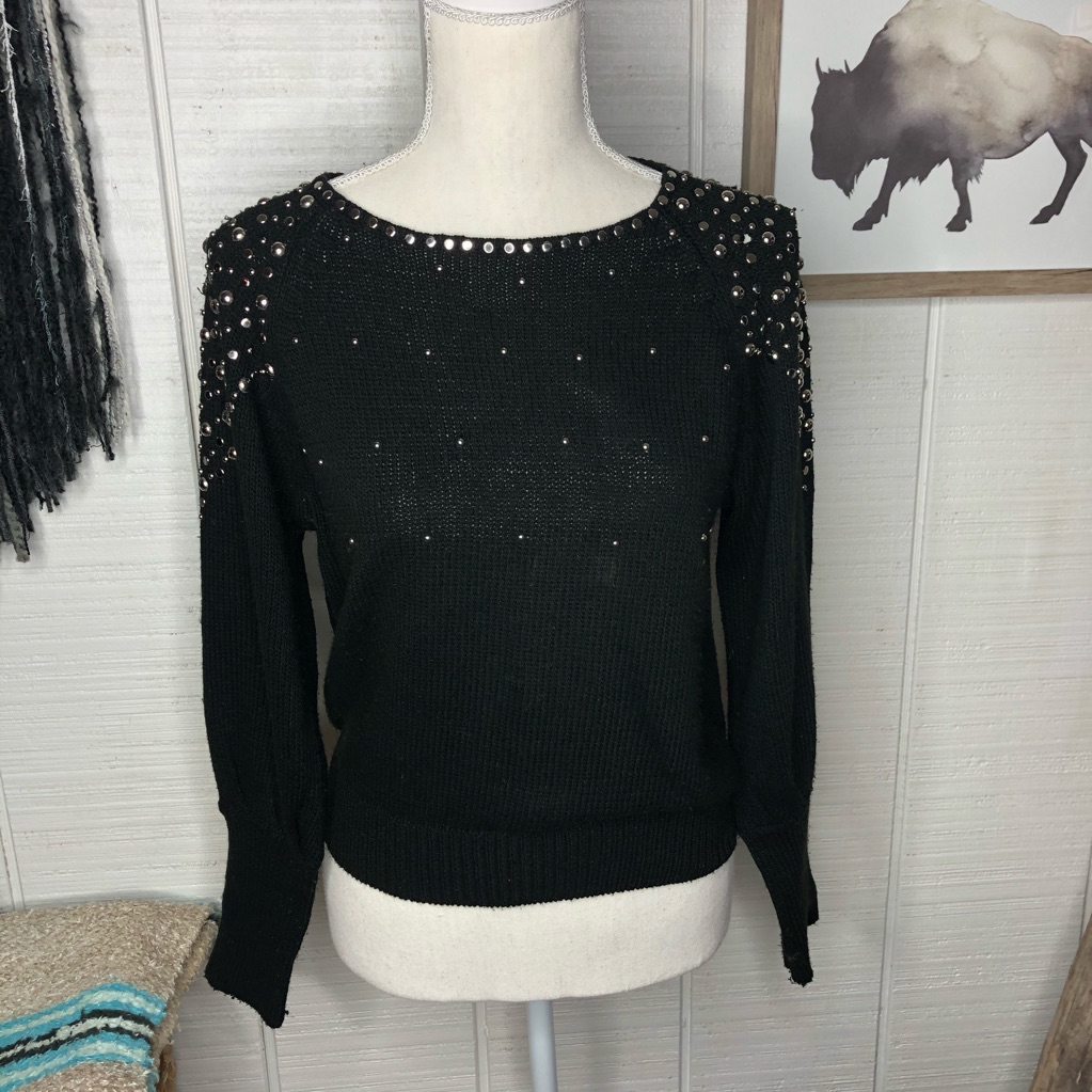 - Vintage Black Silver Studded Sweater